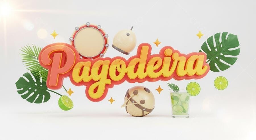 Pagodeira ilustração 3D verão