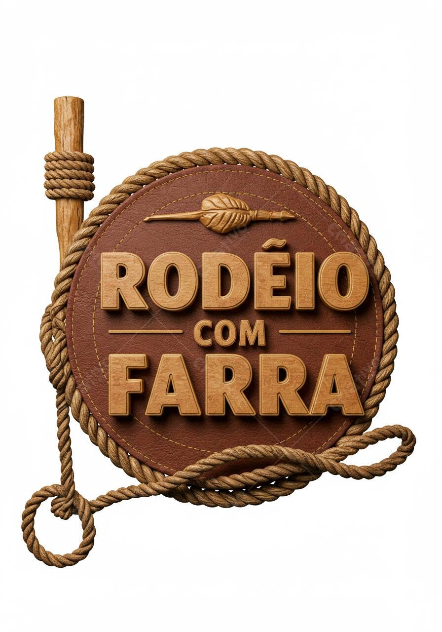 Rodeio com Farra Logo Marrom e Madeira