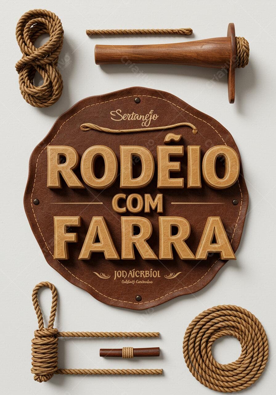 Rodeio com Farra placa de couro marrom