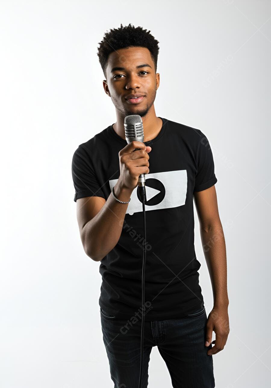 Homem negro cantando ao microfone