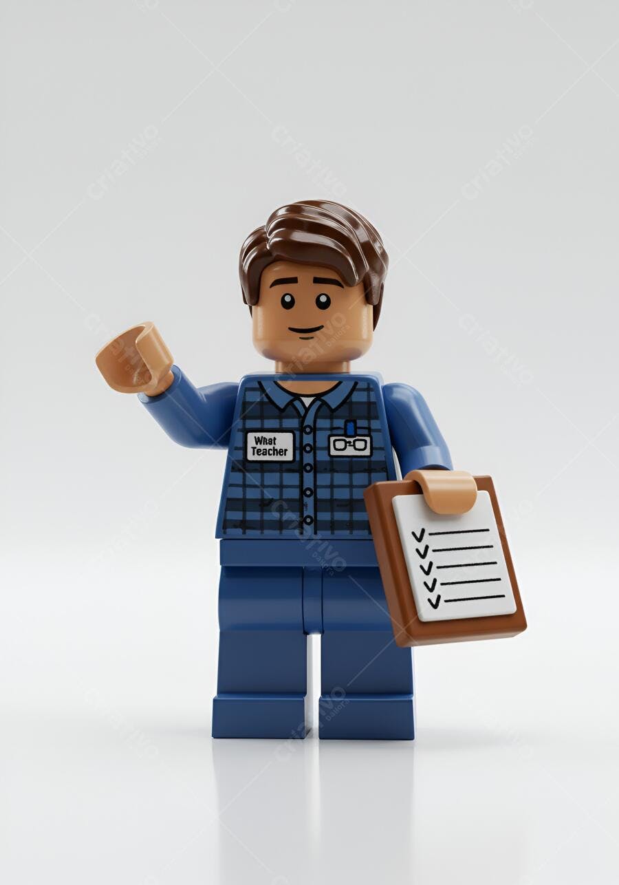 Professor Lego com prancheta