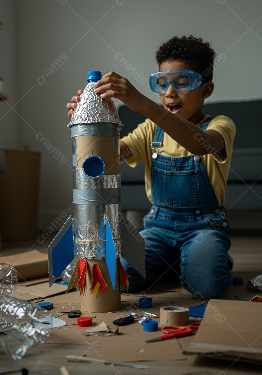 Menino negro constrói foguete reciclável