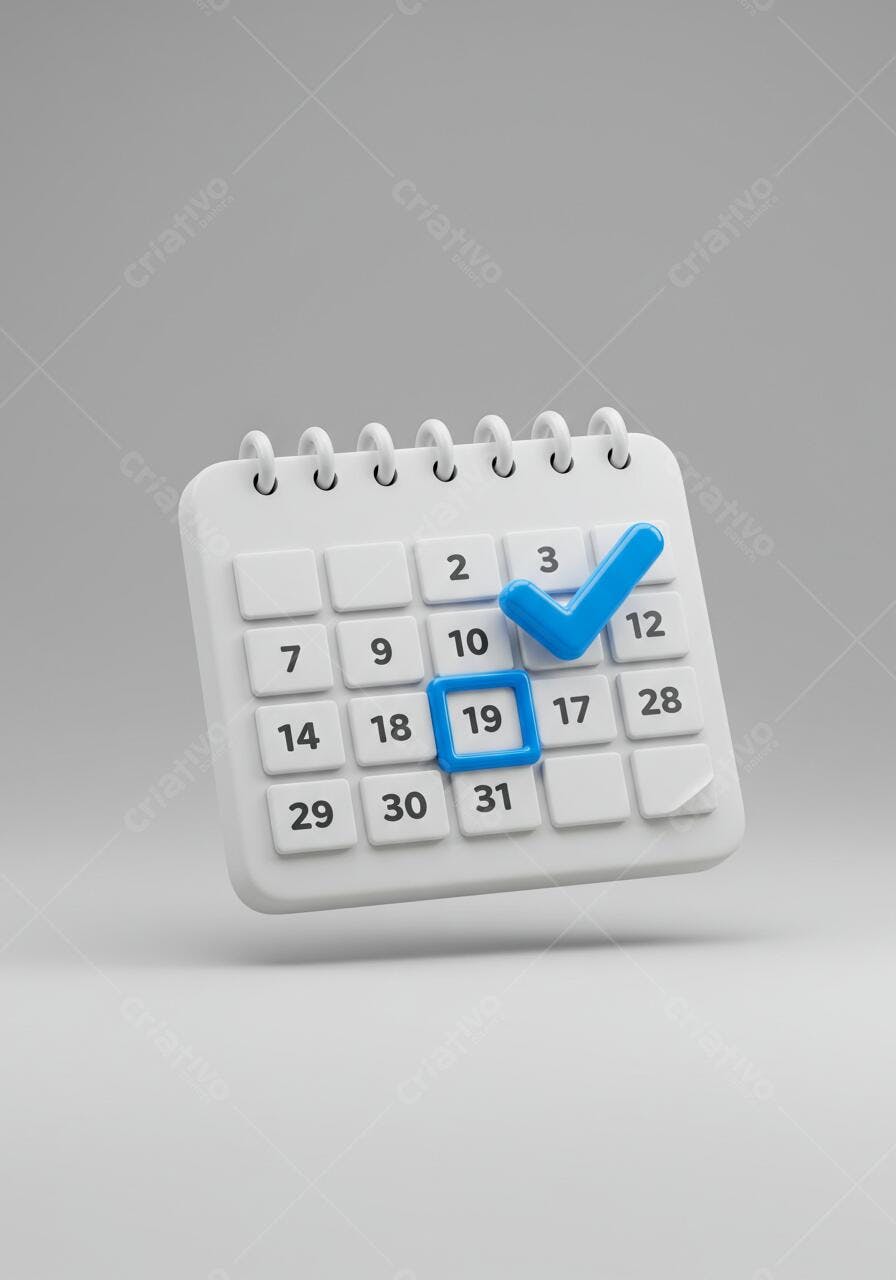 Calendário com data marcada em azul