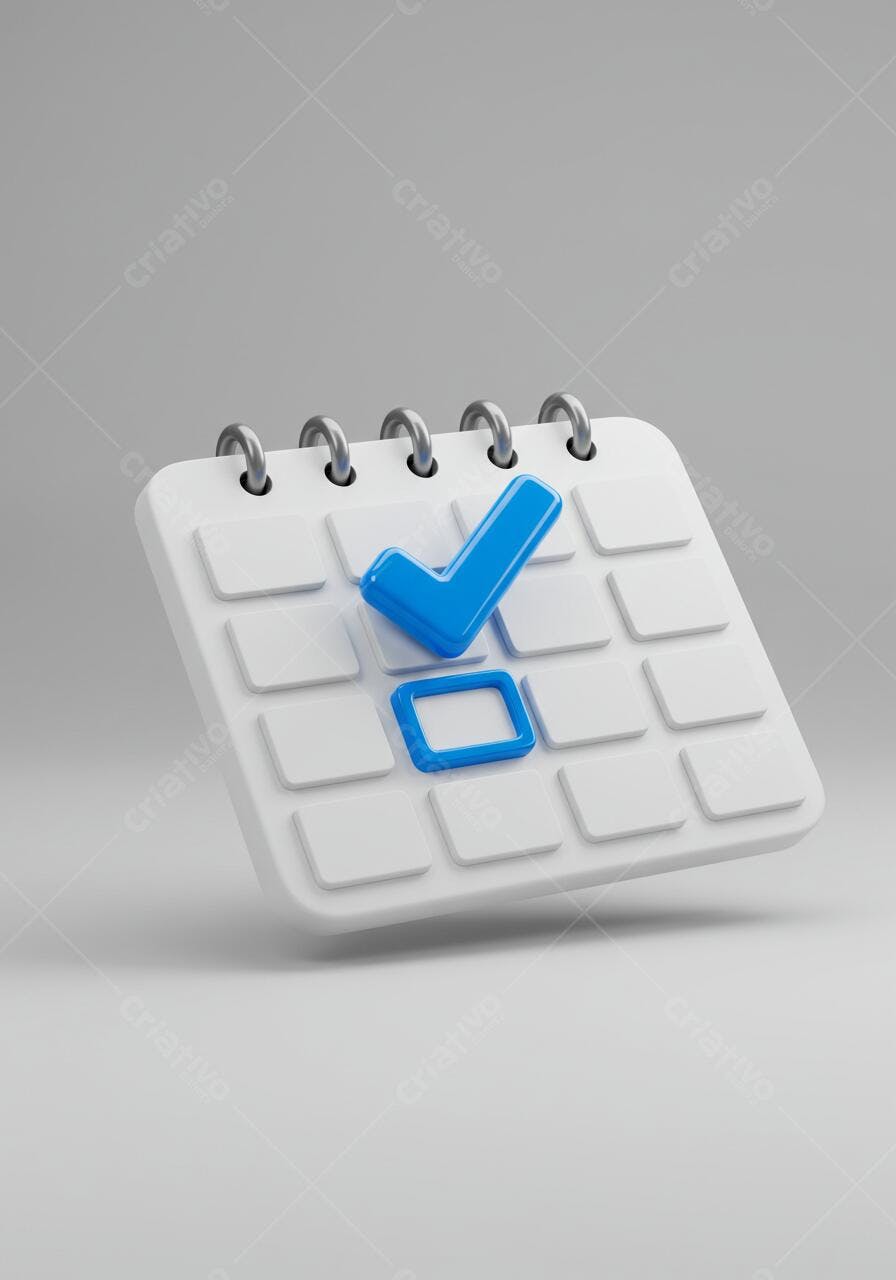 Calendário com check azul e caixa vazia