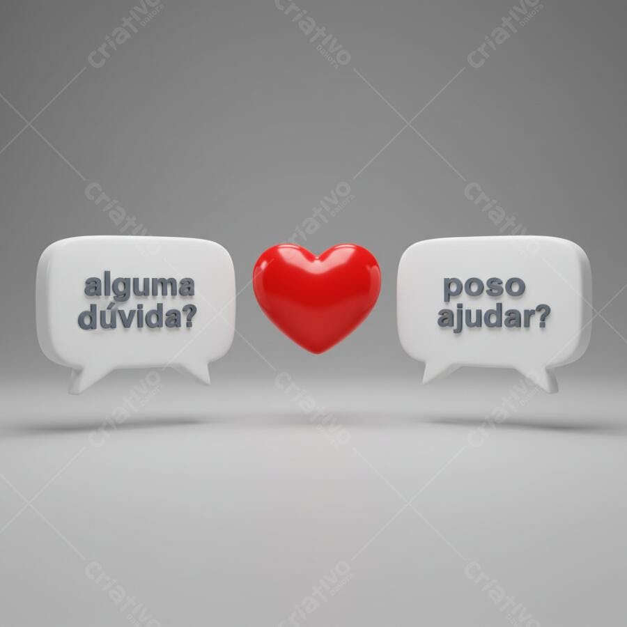 Coração entre balões de ajuda e dúvida