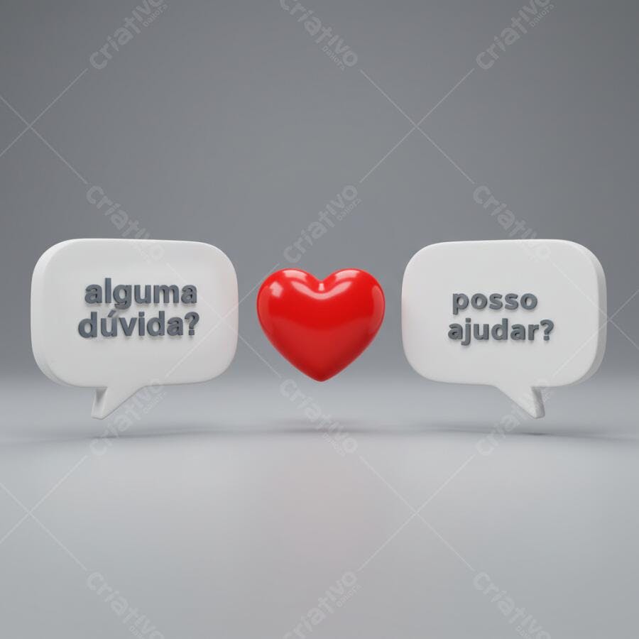 Coração vermelho entre balões de ajuda