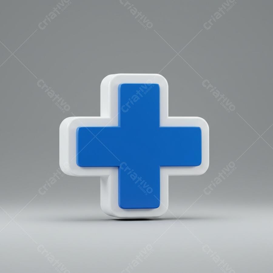 Cruz médica azul e branca 3D