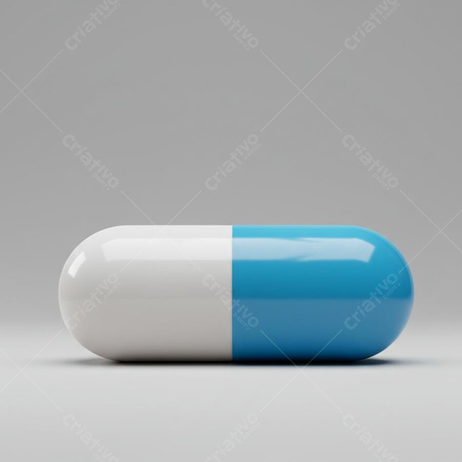 Cápsula médica azul e branca