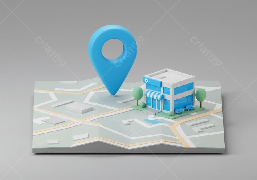 Localização de loja mapa 3D
