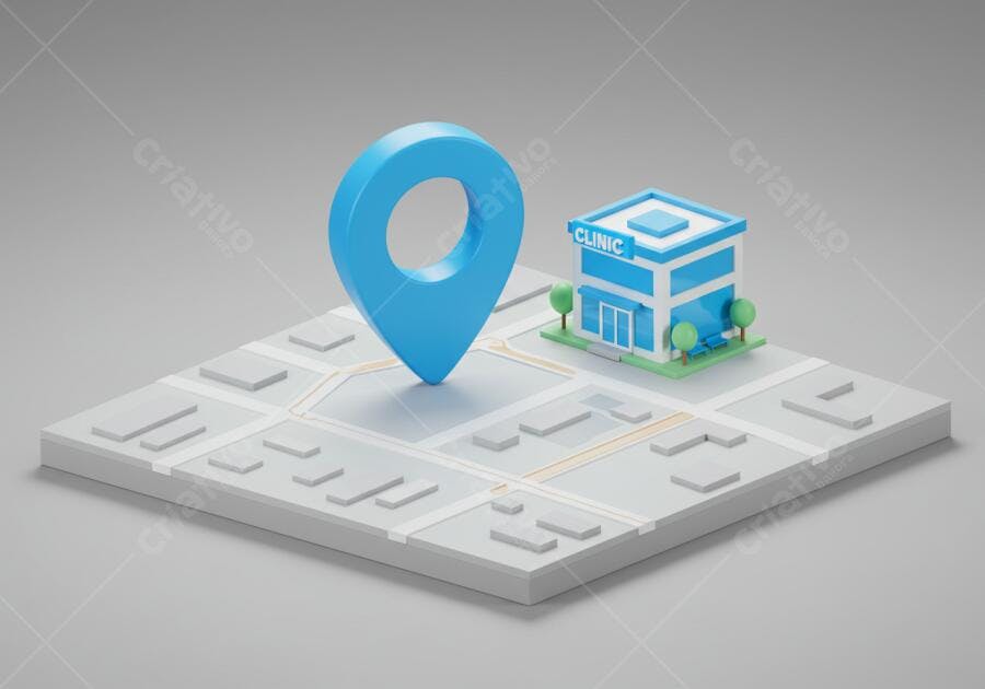 Localização de clínica em mapa 3D