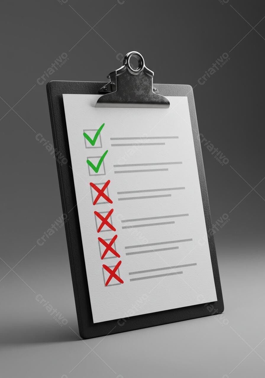Checklist em prancheta preta e branca