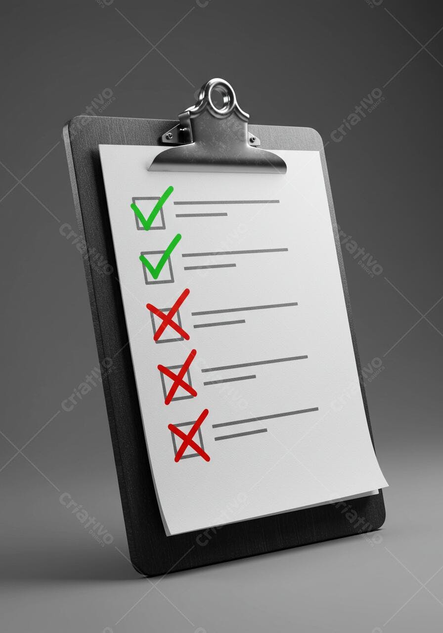 Checklist em prancheta com itens marcados