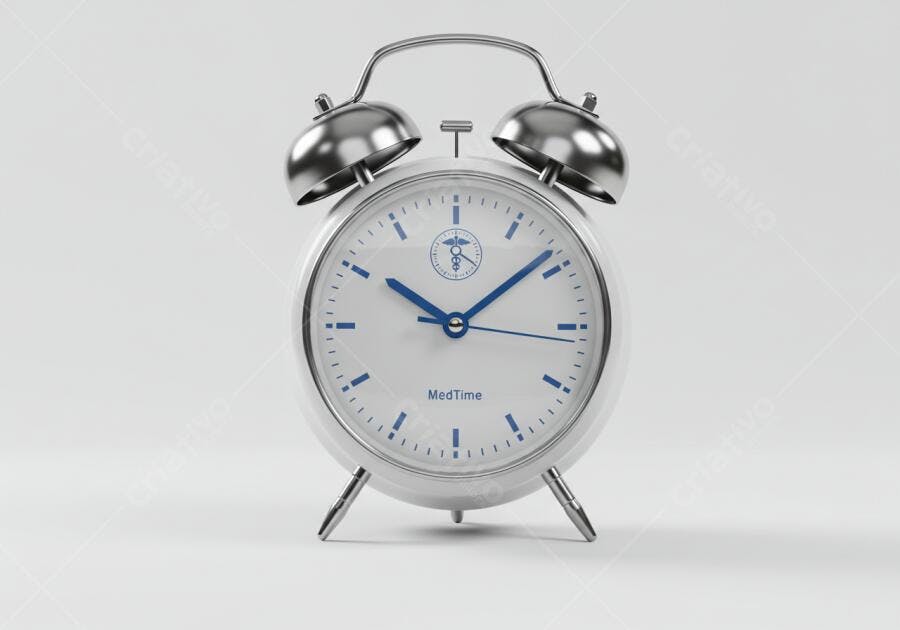 Relógio despertador branco e prata MedTime