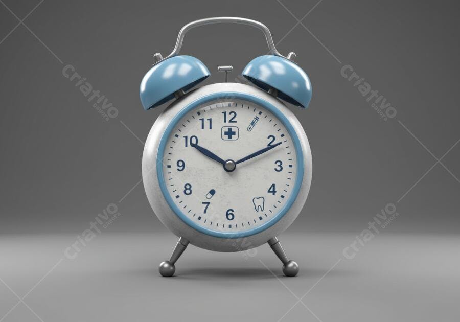 Relógio despertador retrô azul e branco