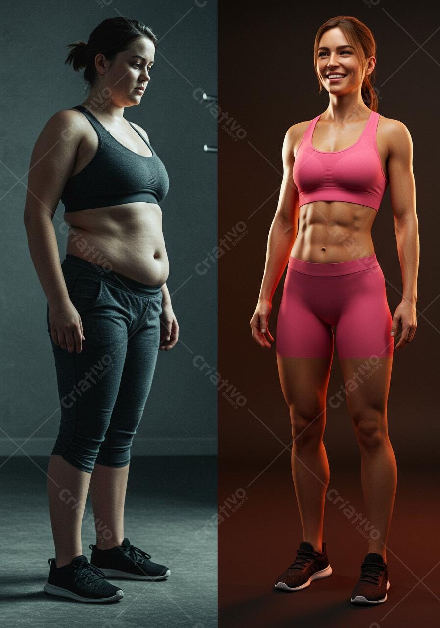 Transformação fitness mulher antes e depois