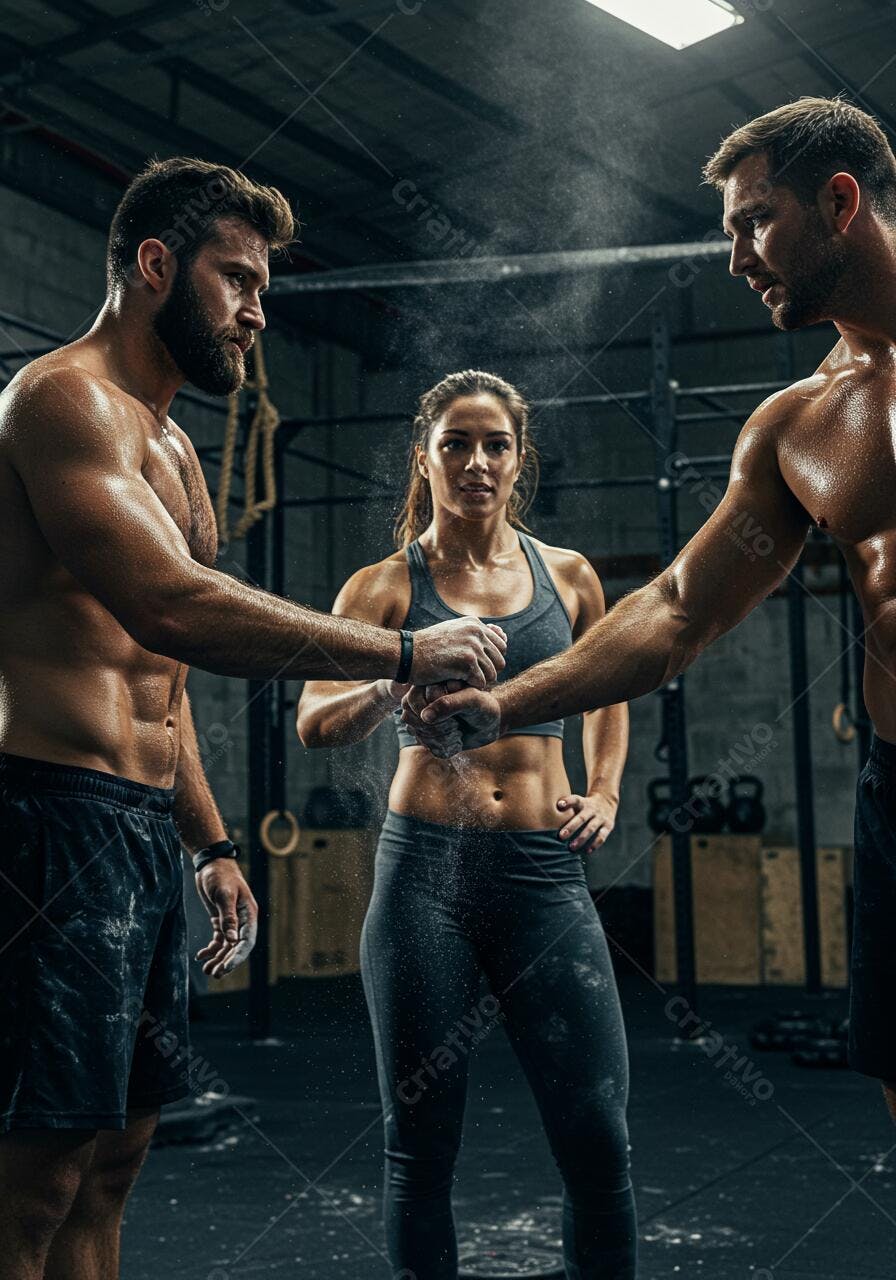 Atletas se preparando para treino na academia