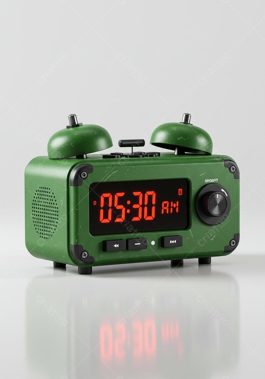 Relógio despertador retrô verde 0530 AM