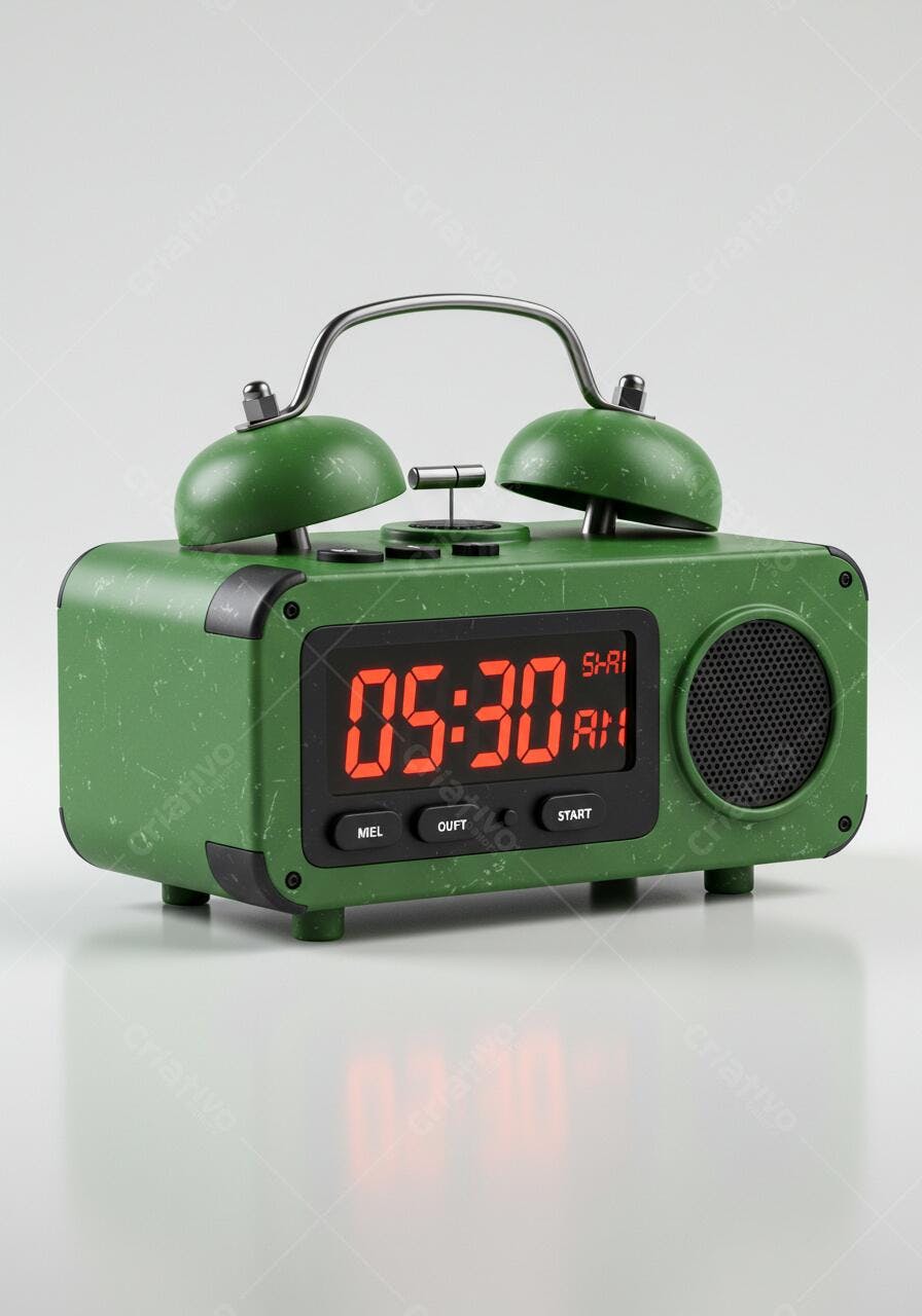 Relógio despertador retrô verde 05h30