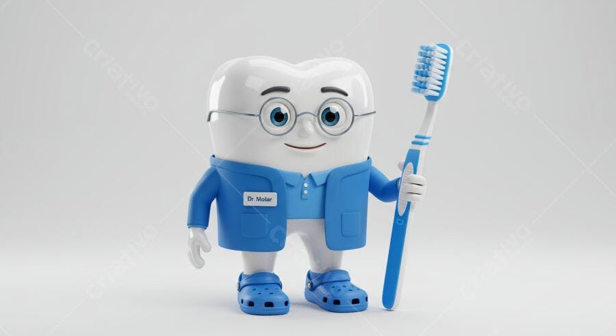 Dentista dente com escova de dentes