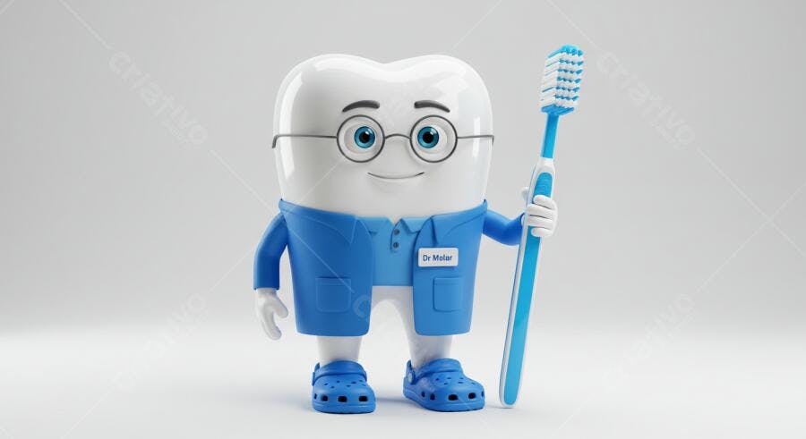 Dentista dente com escova de dente