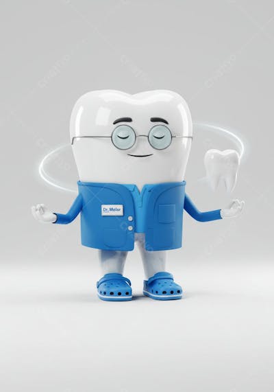 Dentista Dente Personagem Meditando