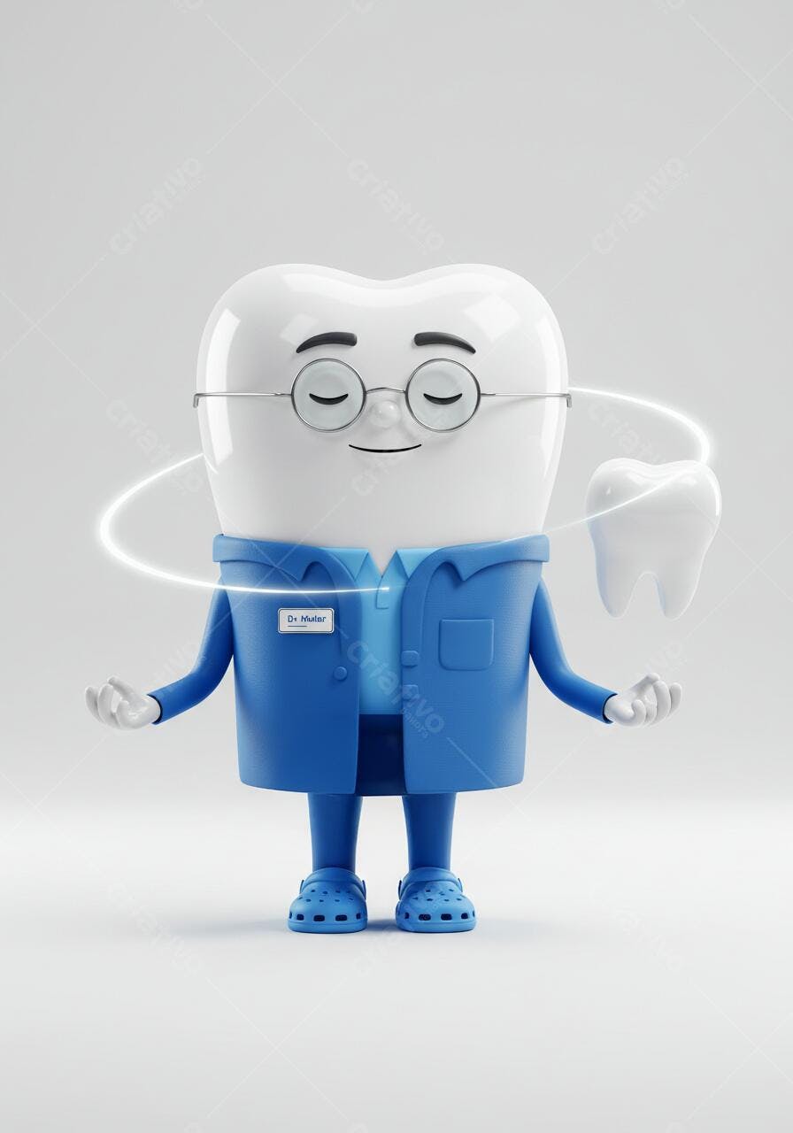 Dentista Dente em meditação com dente saudável