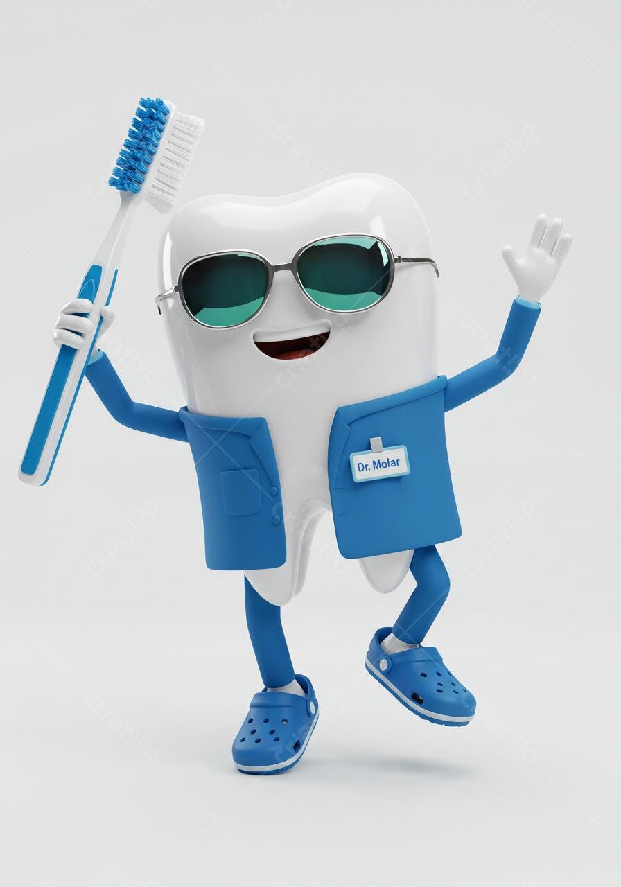 Dente alegre com escova de dentes
