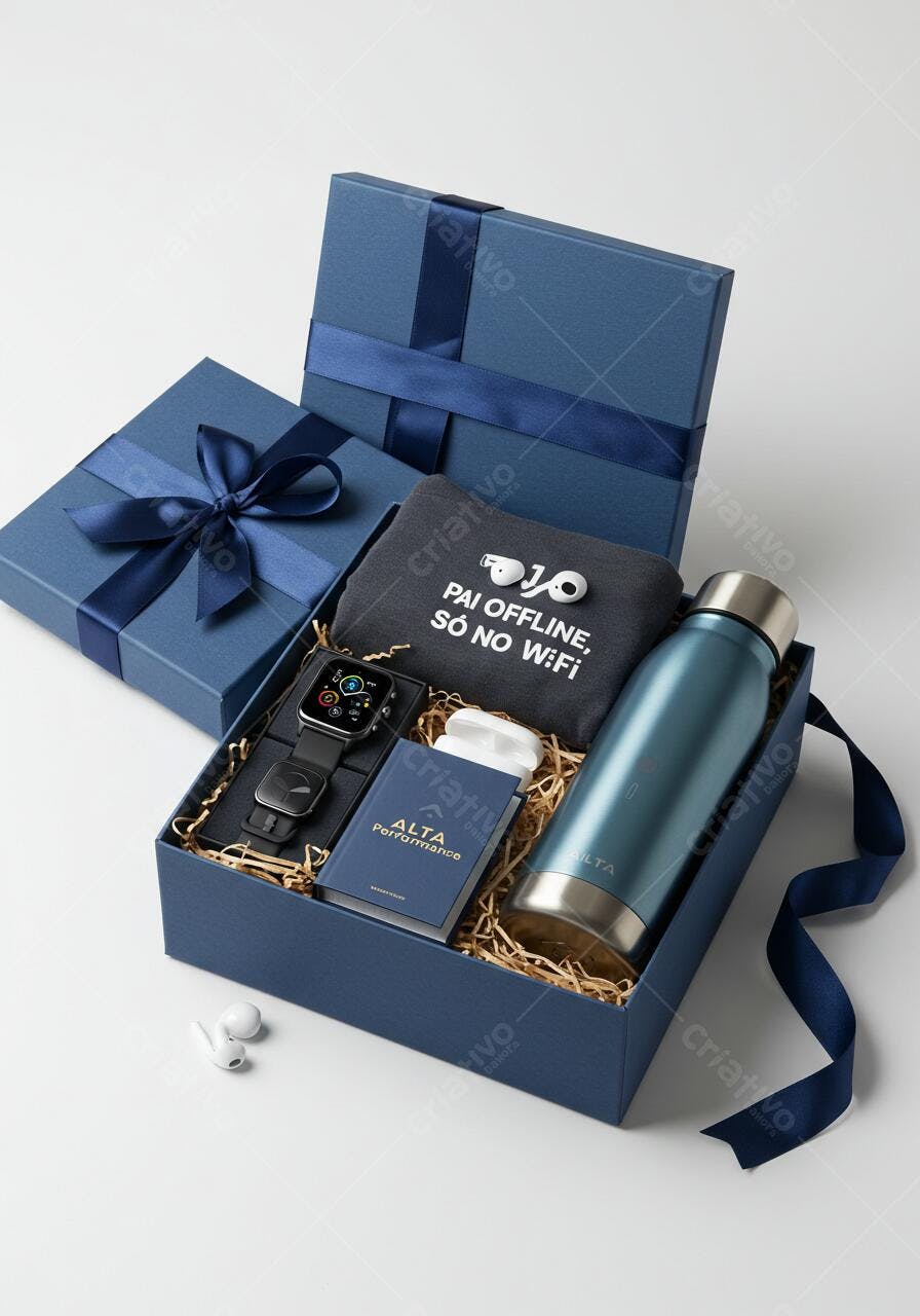 Kit Presente Corporativo Azul com Smartwatch