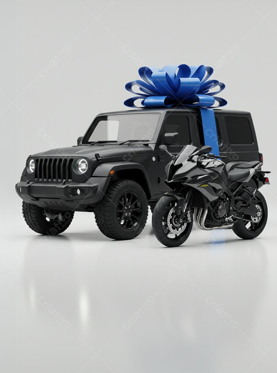 Jeep e Moto Presente Azul