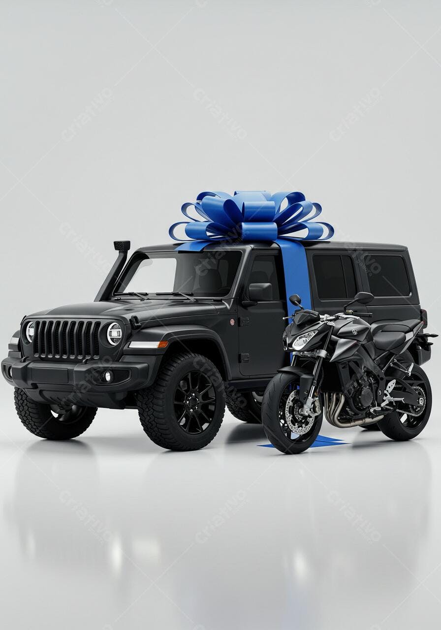 Jeep e Moto Presente Azul