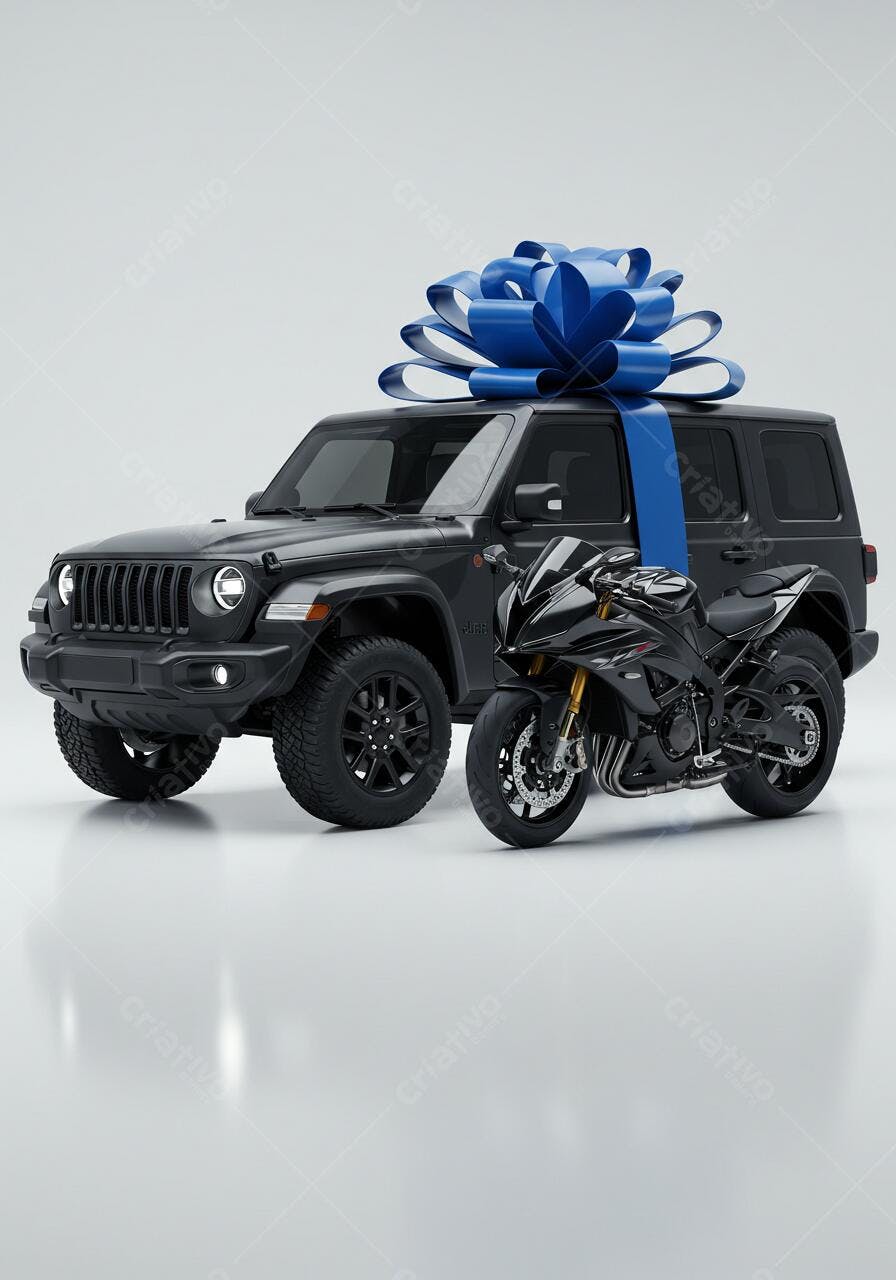 Jeep e Moto Presente Azul
