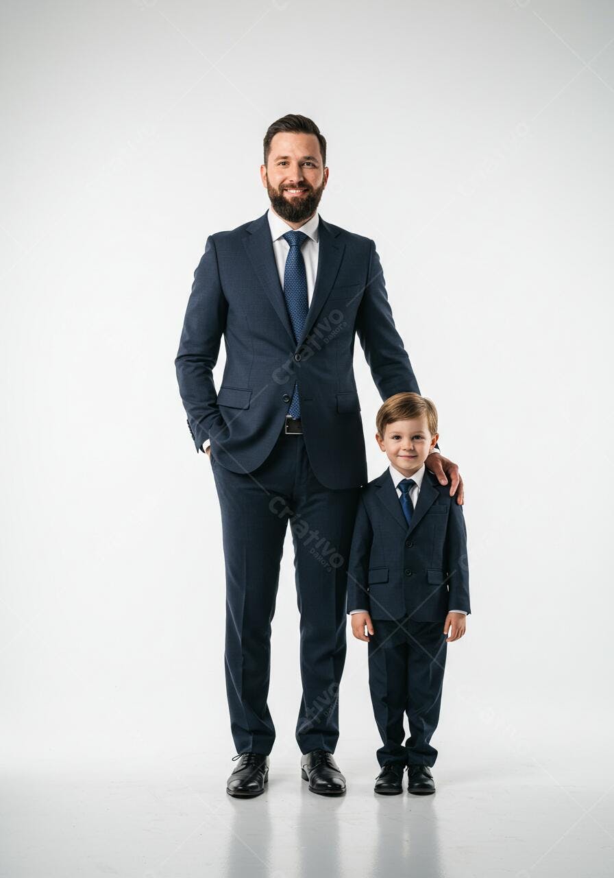 Pai e filho em ternos escuros