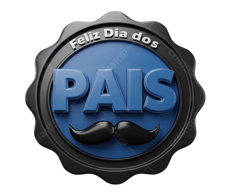 Feliz Dia dos Pais selo azul e preto