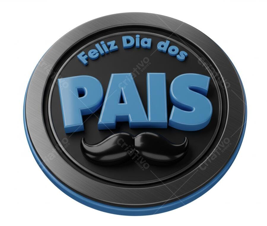Feliz Dia dos Pais selo azul e preto