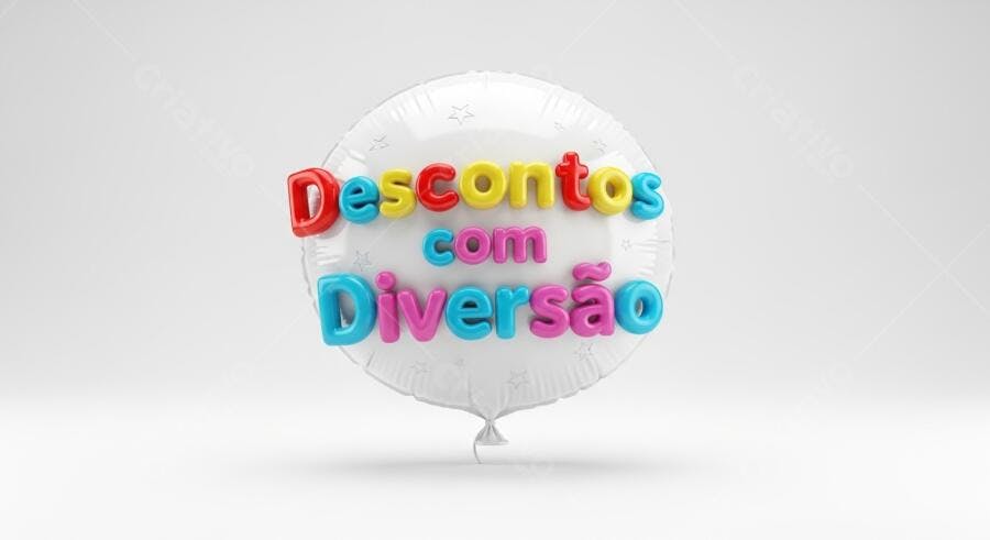 Balão branco com Descontos e Diversão