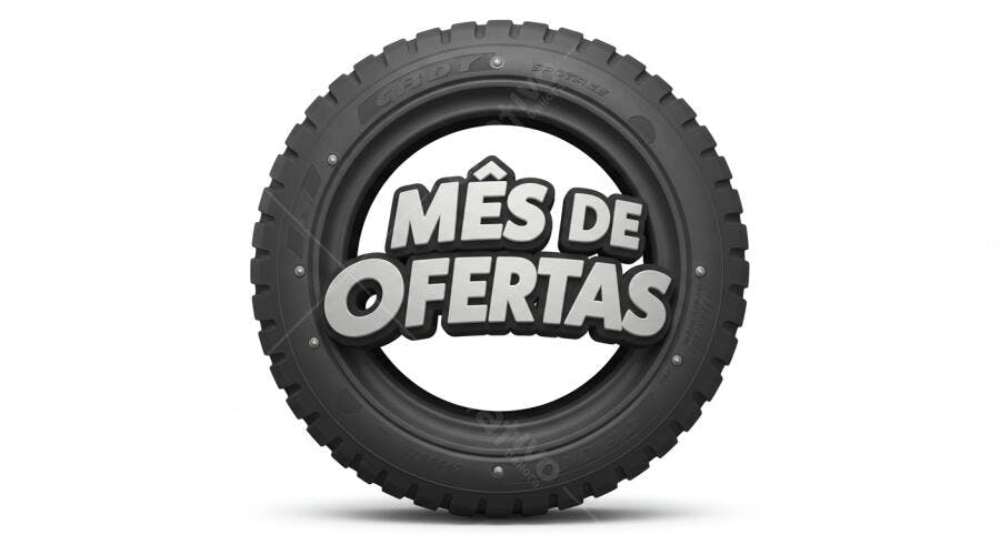 Pneu com anúncio Mês de Ofertas