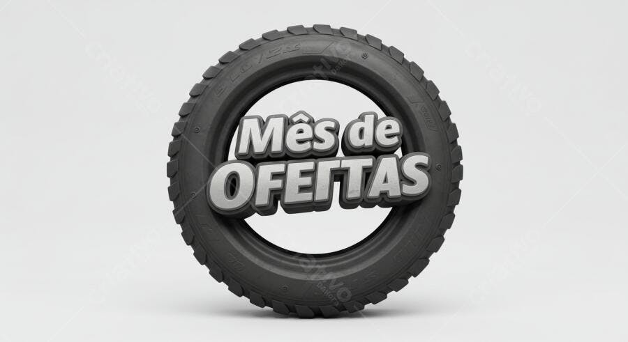 Pneu com texto Mês de Ofertas
