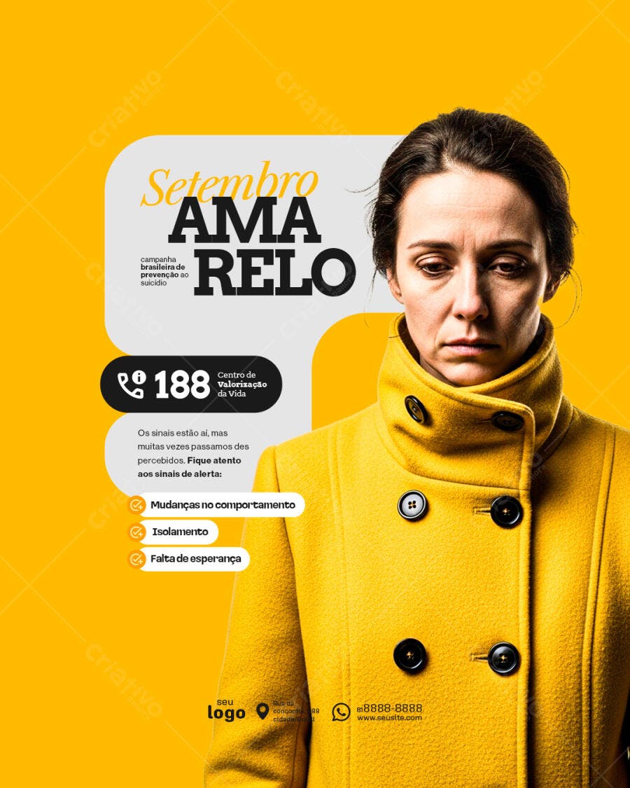 Flyer para Campanha Setembro Amarelo PSD Editável