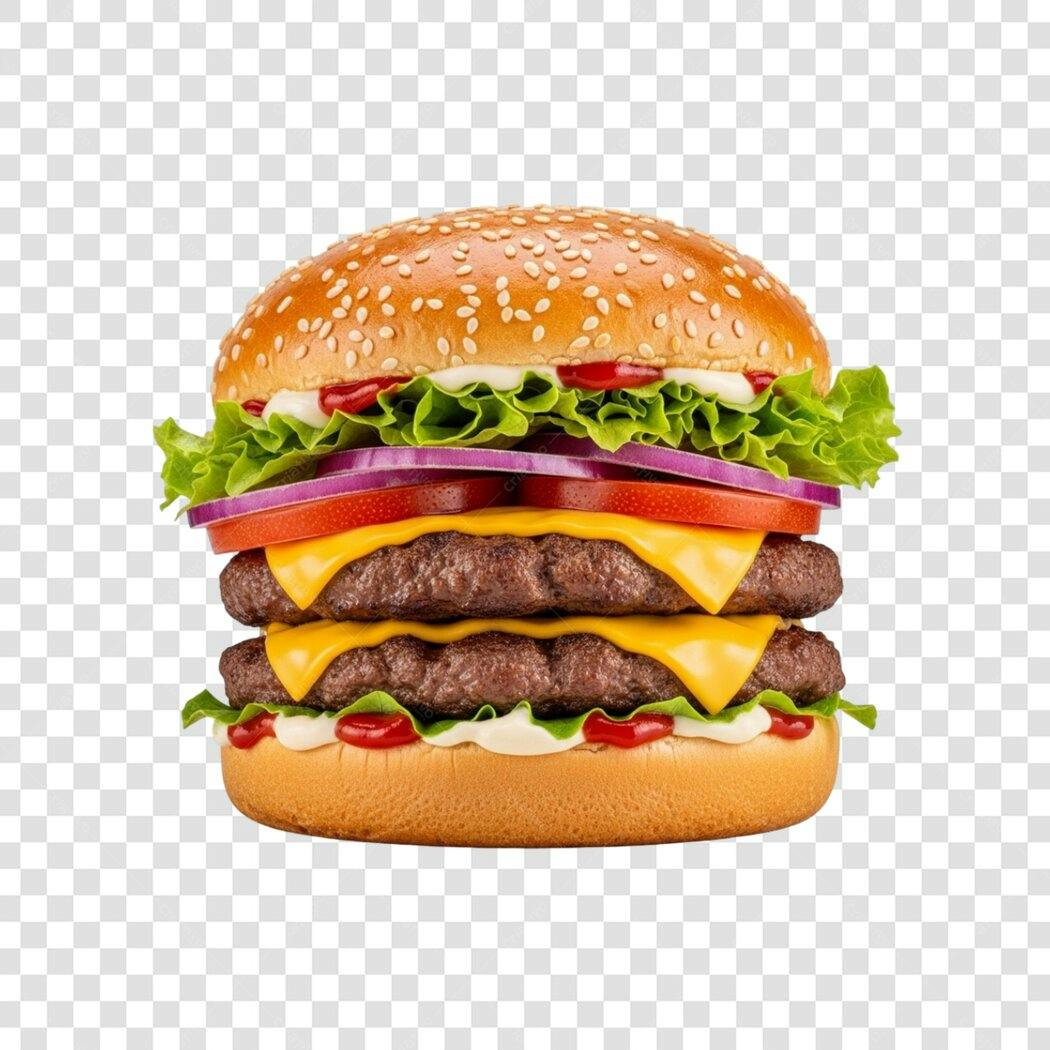 Imagem de hambúrguer duplo PNG com fundo transparente