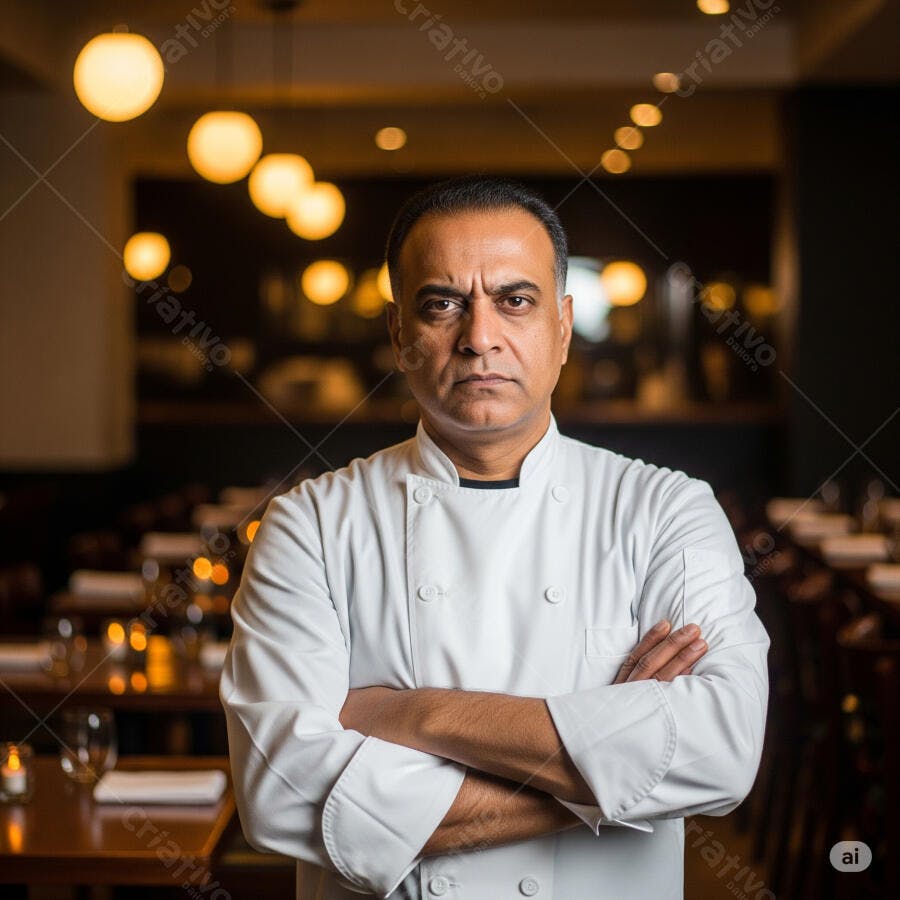 Chef indiano sério restaurante elegante