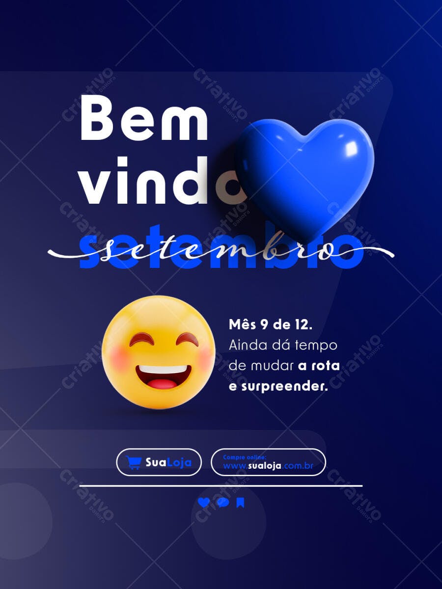 Post para Redes Sociais Boas Vindas Setembro PSD Editável