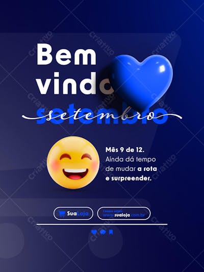 Post para Redes Sociais Boas Vindas Setembro PSD Editável