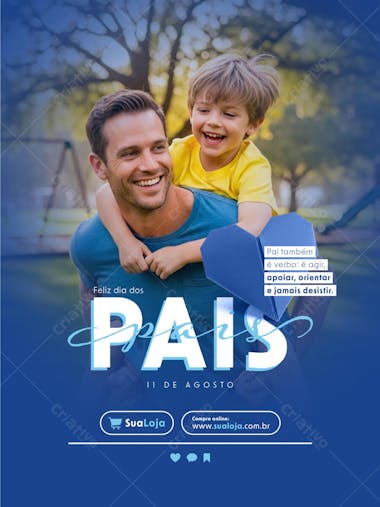 Father's Day flyer template in light blue and white tones. Features an image of a smiling father and son outdoors. Clean and modern design suitable for social media, print, and online promotion. Target audience: gift shops, businesses, and individuals honoring fathers.