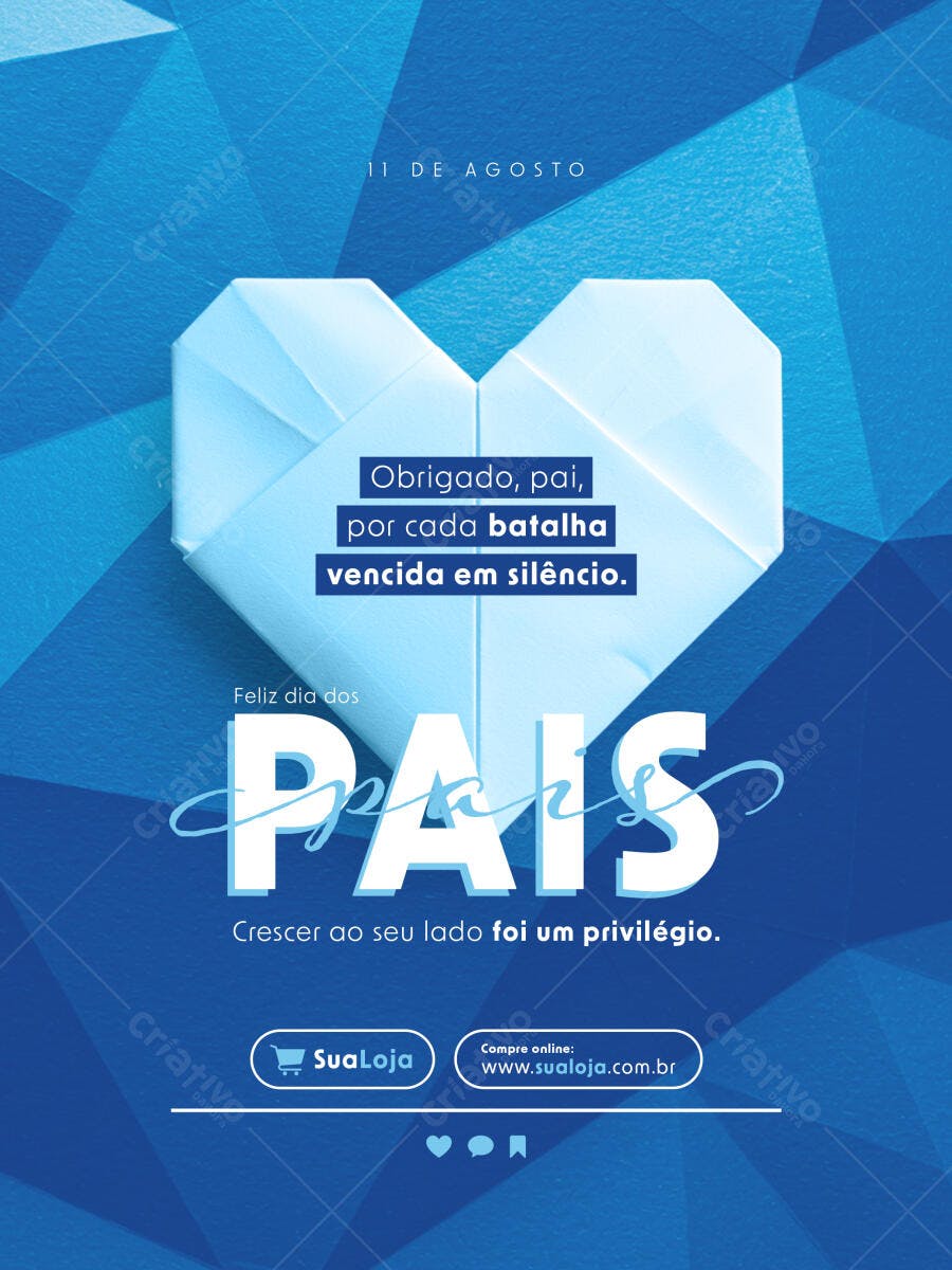 Postagem Dia dos Pais Azul PSD Editável