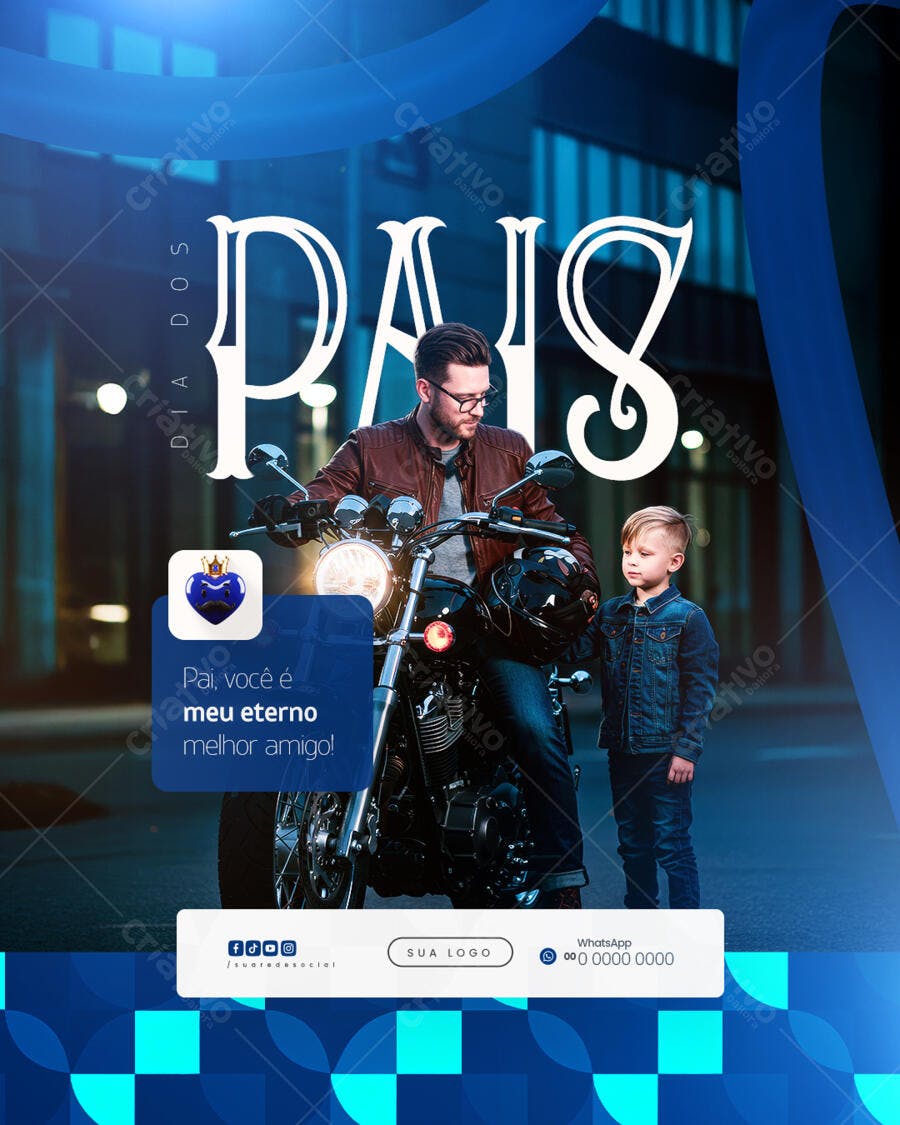Flyer Dia dos Pais com Motocicleta PSD Editável