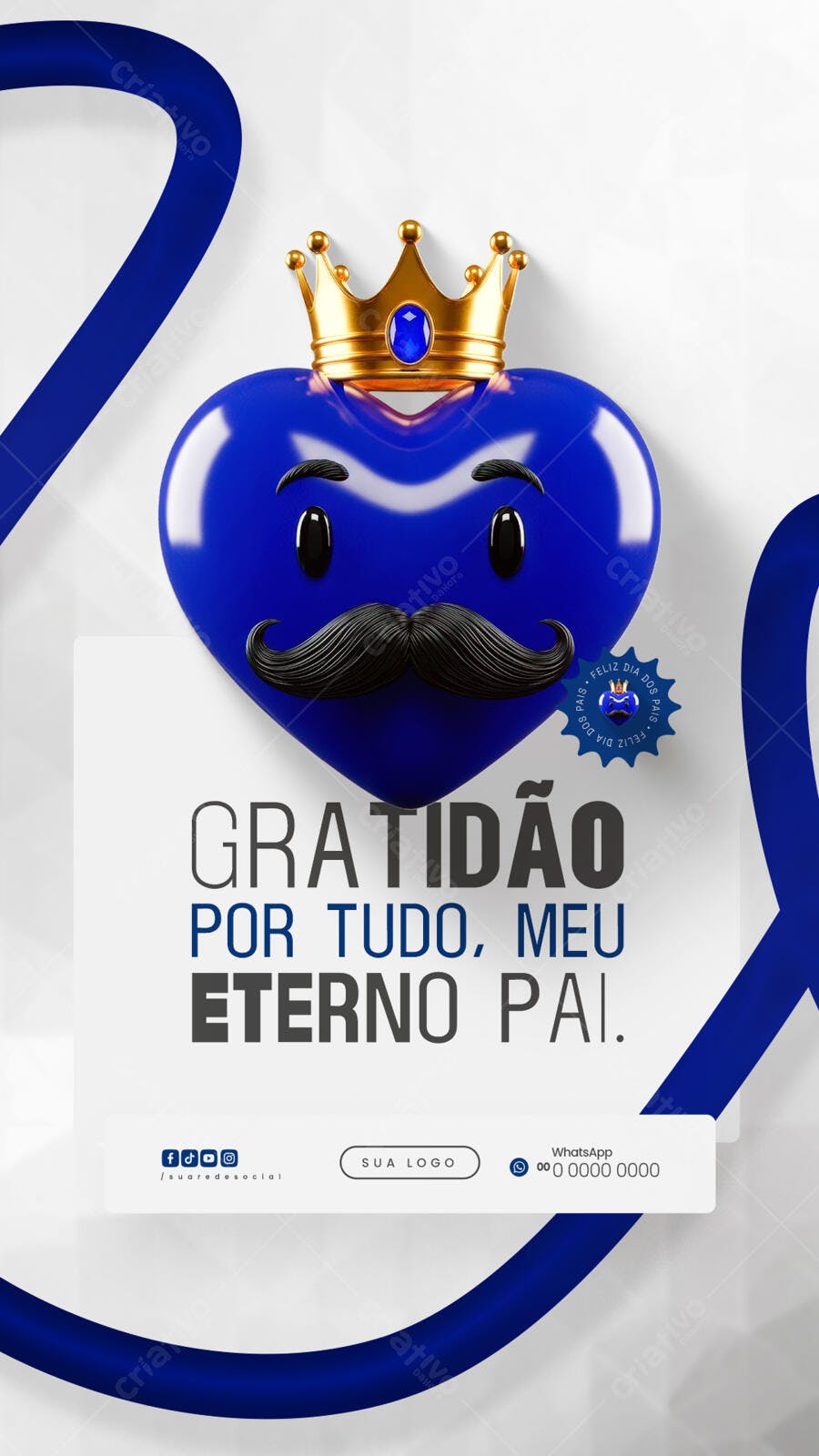 Post para Dia dos Pais Azul e Dourado PSD Editável