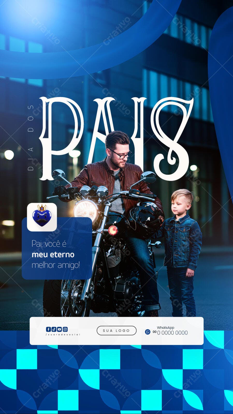 Flyer Dia dos Pais com Motocicleta PSD Editável