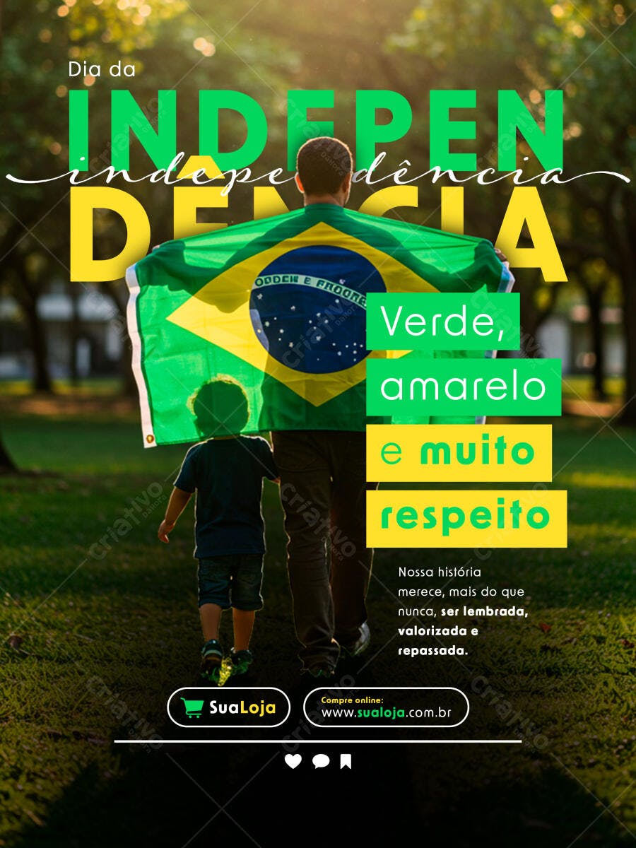 Flyer para o Dia da Independência do Brasil PSD Editável