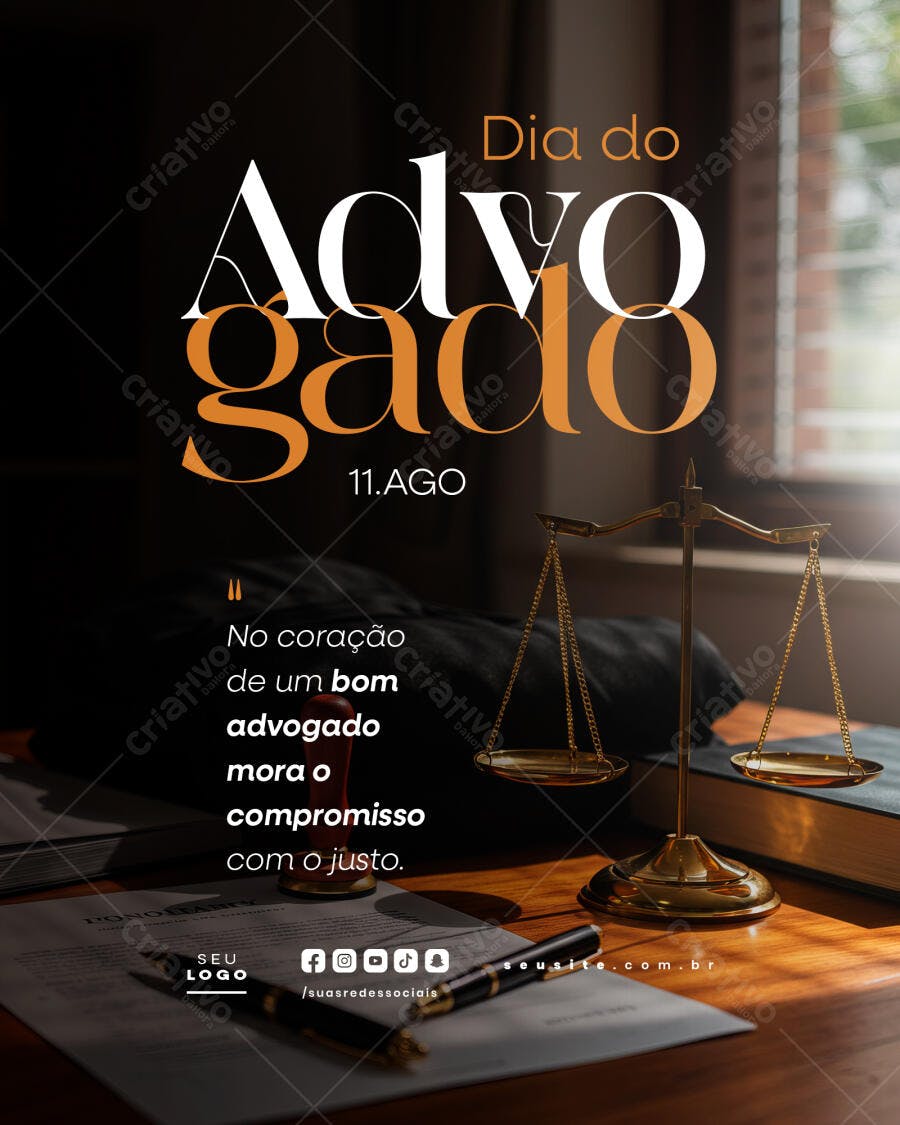 Post para Dia do Advogado PSD Editável