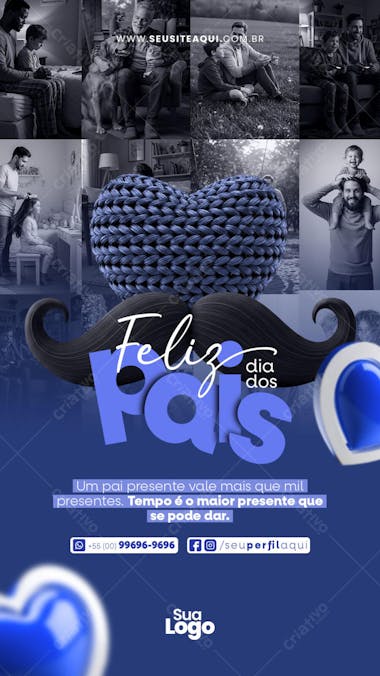 Modern and minimalist Father's Day flyer template in blue and white. Black and white images of fathers and children create a heartwarming atmosphere. Perfect for businesses wanting to celebrate fathers.